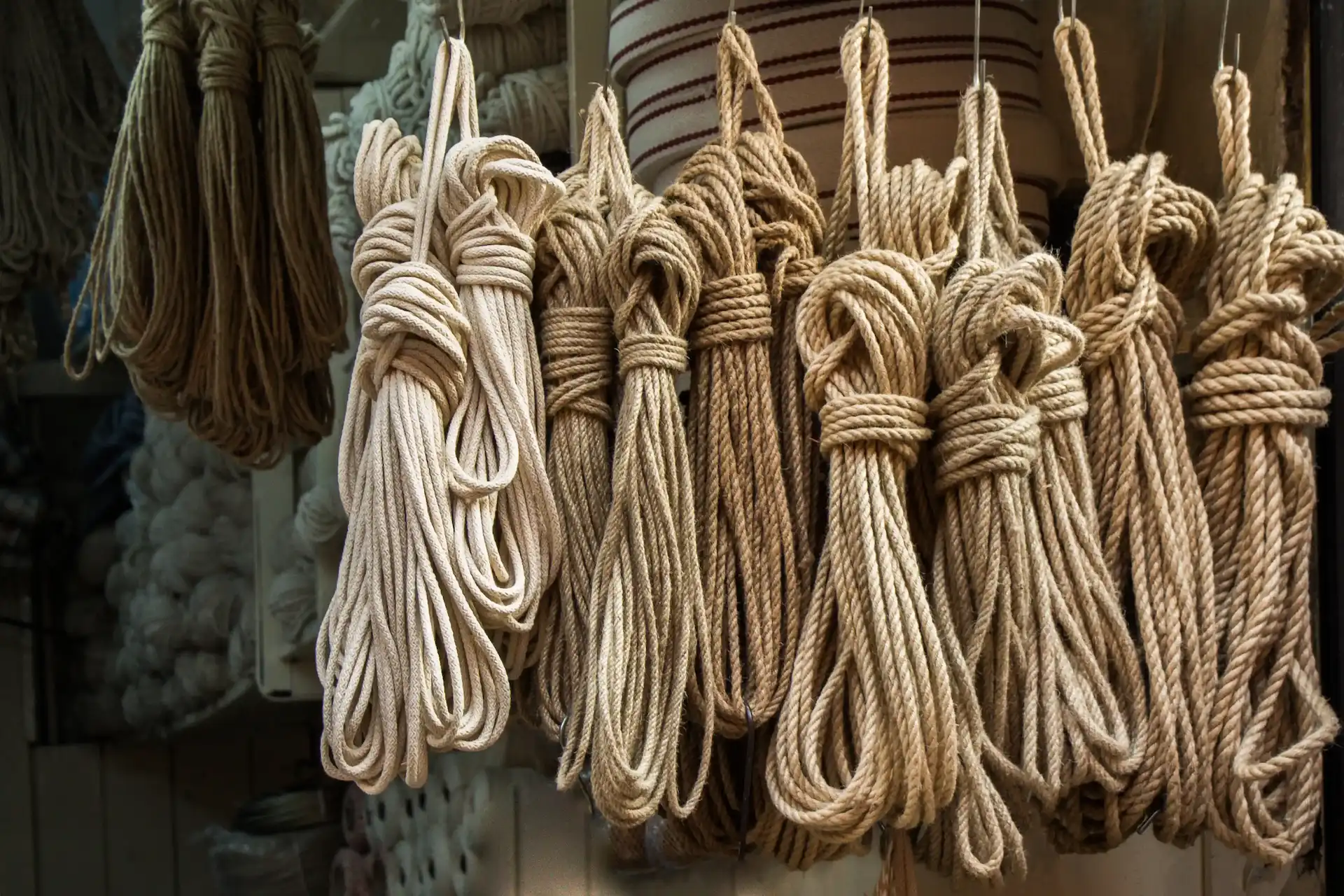 Coils of jute rope