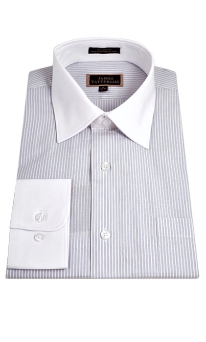 Chambers stripe dress shirt, white