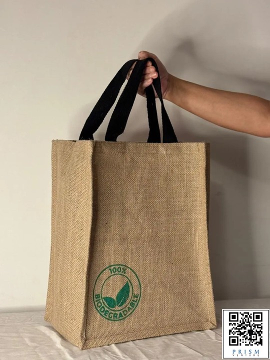 Jute tote with printed emblem